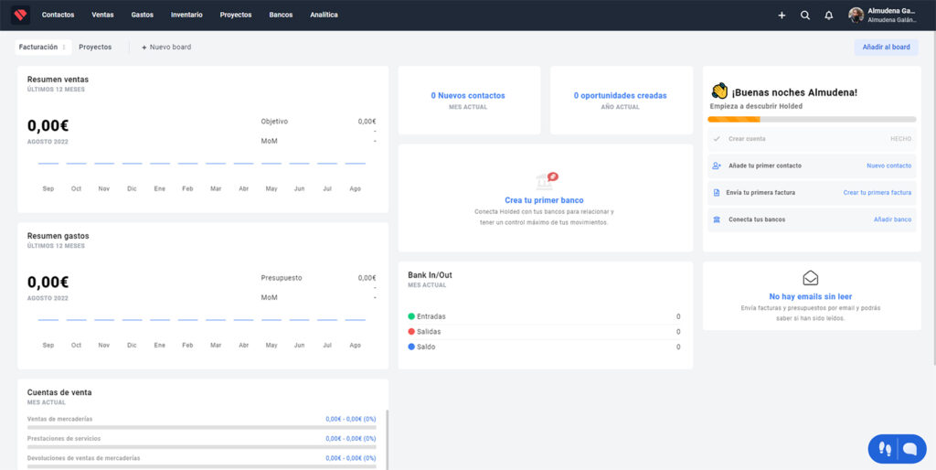 dashboard de Holded