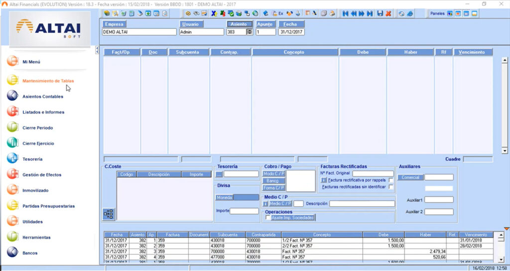 dashboard de Altai