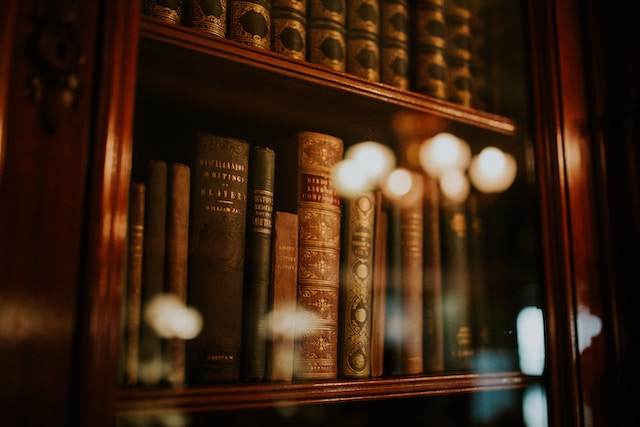 libros en una estantería